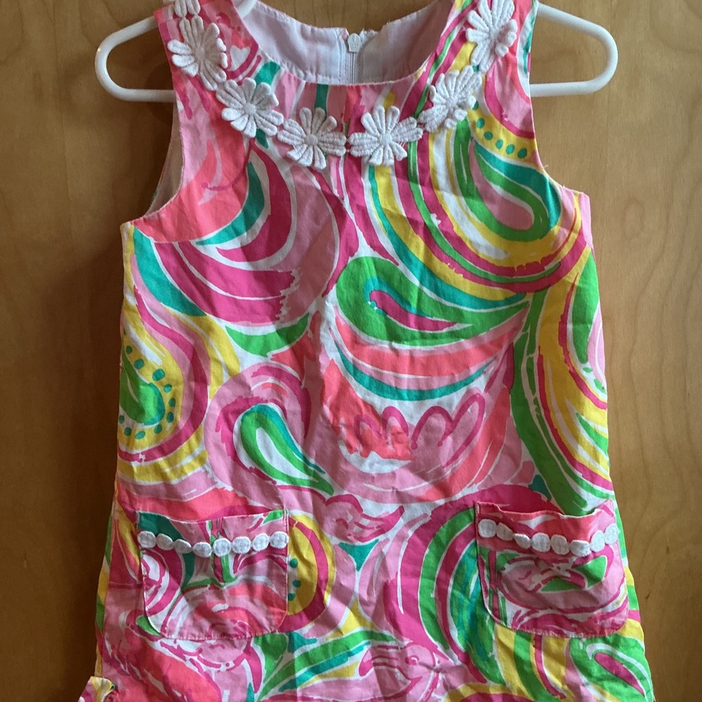 Lilly Pulitzer Pink and Green Floral Kids Sleeveless Blouse